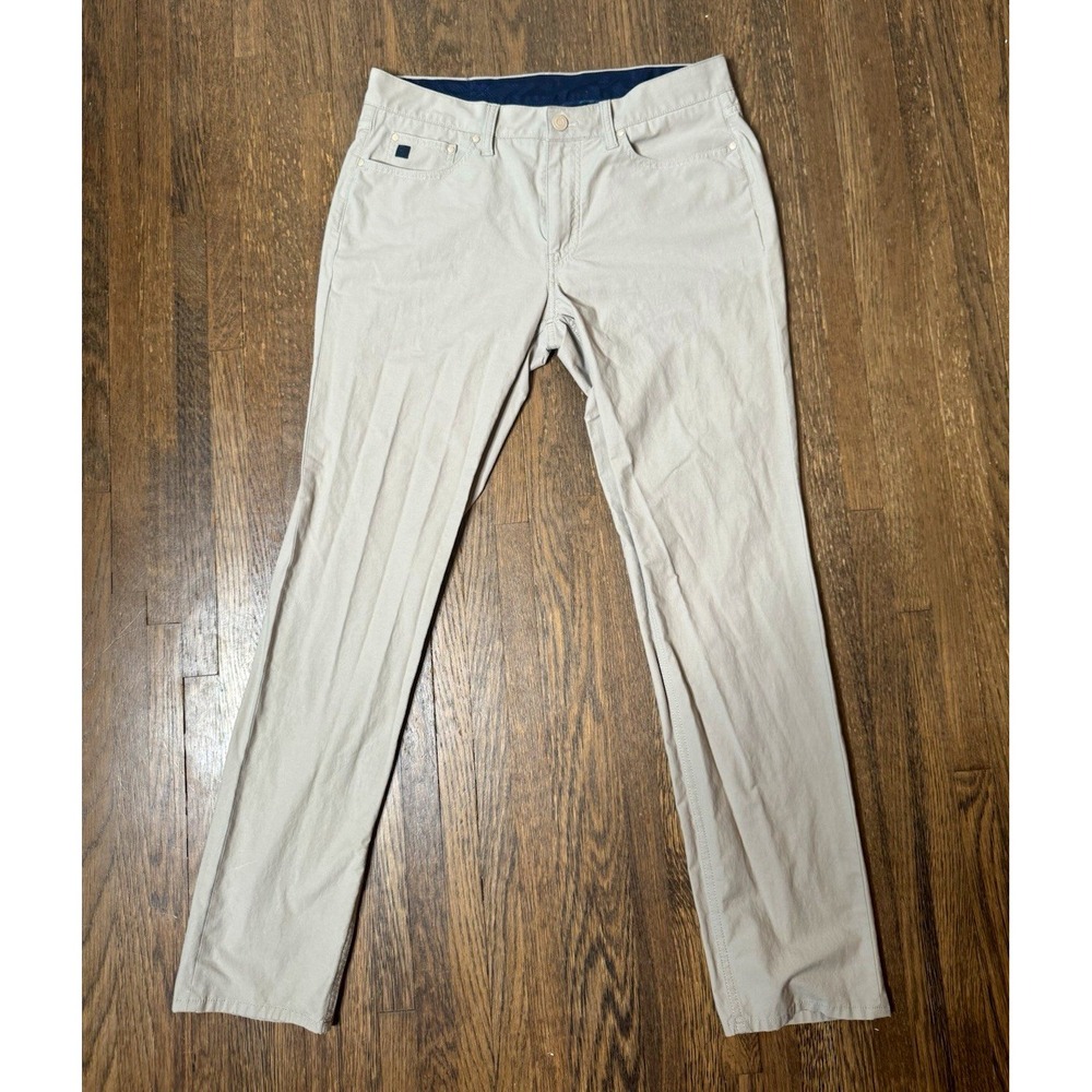 Vineyard Vines OTG 5-Pocket Pants Mens 33X32 Beige Slim Tapered Stretch